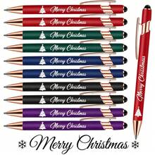 10pcs Merry Christmas Sign Ballpoint Pen Laser Engraved Merry Christmas Ballpoint Pen With Stylus Tip Metal Stylus Desk Additions Christmas Decorations For Home Office Shelf Table Desk Gift For Women - Multiple Styles - View 1
