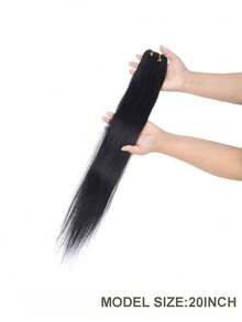 Sewn-In Hair Extensions, Real Human Hair, Remy Hair Bundles, 1B Natural Black Straight Hair, Hand-Woven, Sewn-In Extensions, Halloween Costume - S1B - View 6