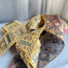 New 100cm Embroidered Lace Trim, Floral Embroidery Ribbon, DIY Home Decor, Clothing, Bags, Skirt Hem Accessories, Crafts And Sewing Supplies Embroidery Kit Trim - Multicolor - View 1