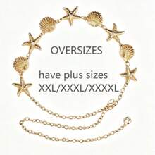 Oversize Plus Size 1pc Gold Starfish Waist Chain, Beach, Vacation, Gathering, Party, Plus Size XXL/XXXL/XXXXL - Starfish and Seashells - View 20