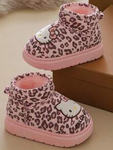Hello Kitty 兒童秋冬豹紋KT毛絨鞋 女孩冬季保暖內裡厚底軟底保暖可愛雪地靴 - 粉色 - 查看 3