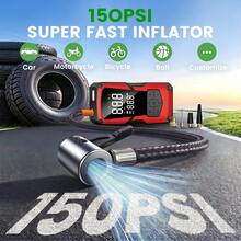 1 PC Portable Tire Inflator For Car Cordless, Rechargeable Air Pump With Digital Pressure Gauge, 150PSI Auto Shut-Off Fast Inflation LED Light, Multifunctional Car Air Compressor For Tires Bikes Balls - Wireless - View 4