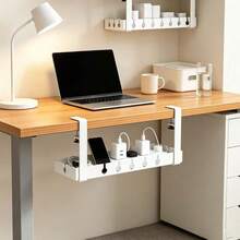 Upgraded Drill-Free Desktop Cable Management Tray, Home Storage Organizer - Suitable For Organizing Cables, Power Strip Brackets, And Equipped With Cable Ties And Mounting Clips. Wall-Mounted Hidden Cable Channel Rack, Adjustable Length Cable Shelf, Desktop Organizer Storage Rack, Router And Data Cable Bracket, Cable Management Box. Perfect For Home, Office, Desk, Bedroom And Living Room Use. - View 6