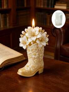 Resin Silicone Mold "Dreamy Floral Boot Mold, Featuring Exquisite Boot Shape And Floral Decoration - Easy To Demold And Clean, Reusable For Making Aromatherapy Candles/Resin Decor/Plaster Crafts - Flower Shoe Mold - View 5