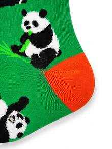 1/3/5 Pares de Meias Crew Engraçadas com Estampa Gráfica para Homens, Halloween, Natal, Outono e Inverno, Padrão de Panda de Bambu Fofo em Desenho Animado, Macias e Respiráveis, Presente para Homens e Mulheres - Multicolorido - Visão 7