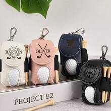 Vow&Vine 1pc Customized Name Golf Ball Bag Charm, Faux Leather Golf Ball Pouch Waist Bag, Outdoor Golf Storage Hanging Bag, Golf Player Gift - Multicolor - View 12