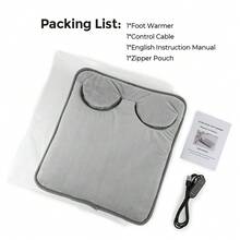 USB Heated Foot Warmer With 4 Heat & 4 Timer Settings, 30-55°C Electric Foot Pad For Office Home - Grey - View 12