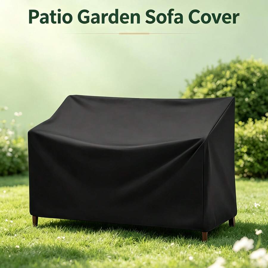 Patio Sofa Cover, 210D Oxford Fabric Garden Bench Cover, Fade-Resistant/Snow-Resistant/Wind-Resistant/Dust-Resistant/Water-Resistant - Black - View 1