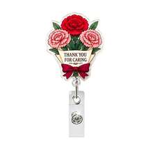 1pc Floral Retractable Badge Reel, Inspirational Flower Acrylic Rotating Badge Holder, Medical ID Clip, Souvenir - Multicolor - View 4