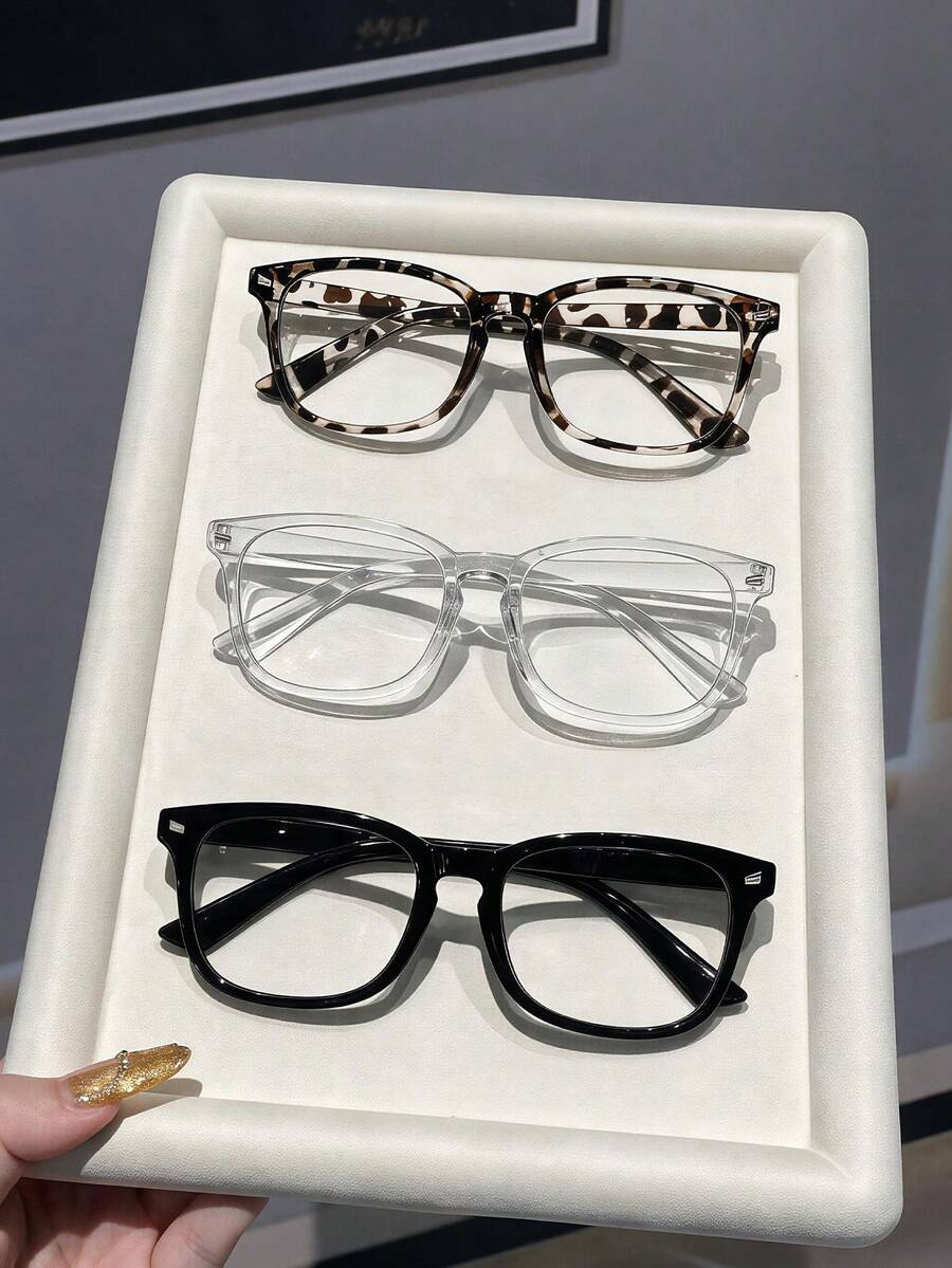 2/3PCS Unisex Fashion Small Square Frame Non-Prescription Glasses, Plastic Material, Square Shape, Retro Style, Suitable For Back To School, Business Office, Daily Use, Outfit Matching, Street Photography, Party Gathering, Perfect As A Gift, Suitable For All Face Shapes, High Quality Glasses - Transparent - View 1