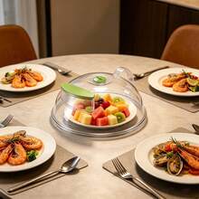 Leeamhome Clear Green PC Microwave Food Cover Dome Splash Guard With Handle Steam Vent For Kitchen Food Heating Storage - Clear, Green - View 4