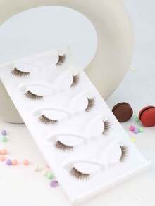7 Pairs Brown Half-Eye Tail Extended Eyelashes, Natural Fluffy 3D Curly Caramel Color Transparent Stem, Comfortable Lightweight Faux Mink Hair False Eyelashes For Daily Makeup Beginners - Brown - View 6