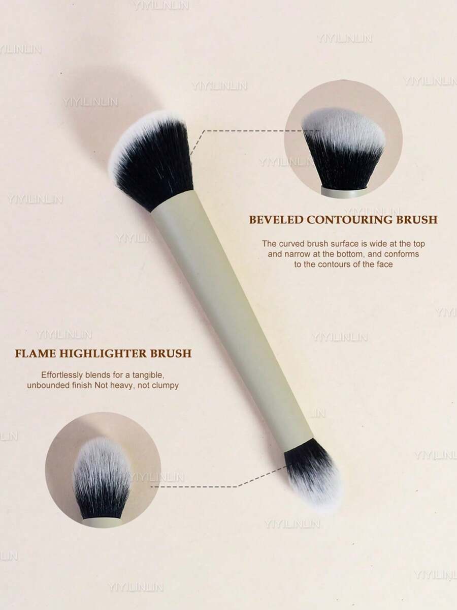1pc Dual-Ended Multi-Function Makeup Brush, Suitable For Foundation, Concealer, Highlighter, Blush, Holiday Makeup Brush Set