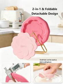 YIYOUJIA EASY YOUR HOME 2-In-1 Detachable & Stackable Thick Silicone Heat-Resistant Mat, Anti-Scald High-Temperature Resistant Kitchen Pot Pad, Cup Coaster, Bowl Mat. Kitchen Utensil Kitchen Handle, Small Size Can Be Used As Heat-Resistant Silicone Glove. Thickened Non-Slip Minimalist Pattern, Washable And Dishwasher , Easy To Clean And Store. Plate, Hot Soup, Baking Countertop Protection Mat, Home, Restaurant, Dorm Dining Table Heat-Resistant Mat. Effectively Protects Tabletop, Multi-Functional Pot Pad, Bowl Mat, Plate Mat. Household Kitchen Countertop Protection Mat, Kitchen Anti-Scald Tool. - View 12