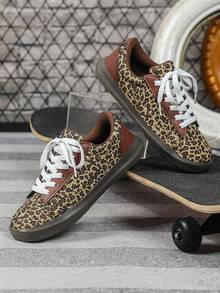 Men's Athletic Shoes-Durable And Versatile-Perfect For Everyday Wear, Outdoor Activities, Commuting, And Outdoor Sports. - Leopard Print Brown Base - View 5