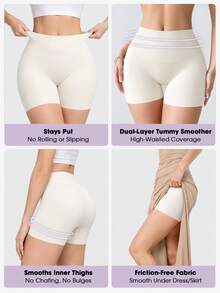 Women's Seamless Shaping Shorts Underwear, Tummy Control Body Shaping Shorts For Skirt Layering - Champagne - View 4