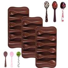 3pcs Spoon-Shaped 6-Cavity Chocolate Candy Gummy Mold, Chocolate Frozen Jelly Silicone Mold, Homemade Cupcake Candy Baking Mold, Baking Tools - Multicolor - View 9