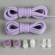 QKC 1 Pair Colorful Spring Lock Shoelaces, No-Tie Round Elastic Shoelaces, Quick Lacing For Sports Shoes, Kids And Adults - Multicolor - View 10