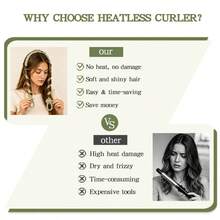 4-Piece Set Of Silicone Non Heat Convenient Hair Curler For Lazy People's Sleep Shaping Hair Clip, Divine Tool For Big Wave Non Heat Curling Iron Styling Hair Braiding - Mint Green - View 2