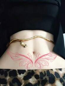 1pc Temporary Tattoo, Temperature Sensitive Color Changing Wings Pattern Black To Pink, Realistic Fake Tattoo Design, For Daily, Bachelorette Party Favors, Music Festival, Game, Graduation Gift, Lasts 3-5 Days - Multicolor - View 7