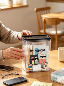 Medicine Cabinet Pattern Transparent ,My Medicine Bag Print Dustproof And Moisture,Medicine Storage, Miscellaneous Item Storage,Home And Dormitory Use - Multicolor - View 5
