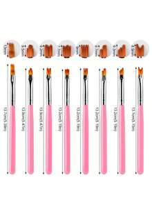 9Pcs Nail Art Petal Brush Set, For Painting Flower Patterns With Cleaning Brush - Multicolor - View 7