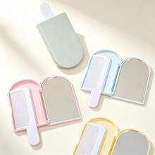 1pc Ice Cream Mirror Comb, 2-In-1 Handheld Makeup Mirror, Cute Cartoon Design, Suitable For Daily Use, Portable And Lightweight, Perfect New Year Gift - Multicolor - View 1
