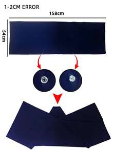 1pc Muslim Women Quick Dry Sports Hijab Plain Bathing Hijab For Veiled Women Solid Long Rectangular Scarf Snap Button Design 160*55CM - Navy Blue - View 2