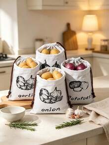 20 Reusable Onion Potato Garlic Vegetable Storage Bags, Vegetable Freshness Bags With Drawstring Closure Design, Keep Vegetables Fresh (Non-Food Contact) - Multicolor - View 4