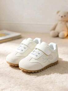 1 Pair Girls' Sports Shoes, Hook & Loop Closure, Comfortable Flat Sole, Wide Fit, Soft Bottom, Soft Upper, Training Shoes - Multicolor - View 1