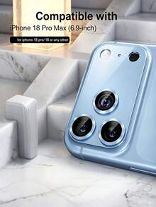 1件裝 - 相機鏡頭保護膜，適用於 iPhone 18 Pro Max / 18 Pro (冰川藍)，金屬鏡頭蓋配 9H 鋼化玻璃保護膜；強黏性；相容手機殼；適用於 6.9 吋機型 - 淺藍色 - 查看 2