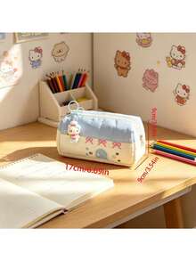 Hasbro SANRIO Kitty Design Cute Little House Pencil Case - Adorable Macaron Color Large Capacity Stationery Storage Box, Niche Storage Bag & Kitty Pendant - Super Cute Cat Pencil Holder - Multicolor - View 4