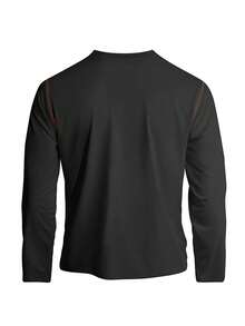 Men's Spring/Autumn New Casual Minimalist Henley Collar Long Sleeve Top, Suitable For Daily Commute And Vacation Wear - Black - View 5