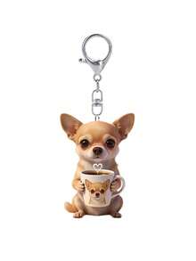 2D Flat Puppy, Kitten, Koala Pattern Keychain, Cute Dressed Animal Drinking Milk Tea Keychain, Beautiful Fashionable Key Ring Wallet Handbag Decoration, Fashionable Dressed Animal Drinking Milk Tea Party Keychain, Novel Acrylic Design Key Ring Decoration, Durable And Lightweight, Suitable For Car Keychain, Phone Keychain, Backpack And Wallet Keychain Decoration - Can Be Used As Birthday Gift, Pet Lover Keychain Car Key Bag Pendant - Multicolor - View 15