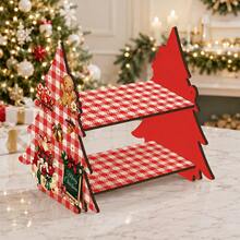 Christmas Tree Shaped Wooden Storage Rack, Double Layer Display Shelf, Decorative Organizer, Suitable For Decorations, Small Gifts And Desktop Christmas Decor, Multi-Functional Storage Rack, Floor Standing Rack - Multicolor - View 2