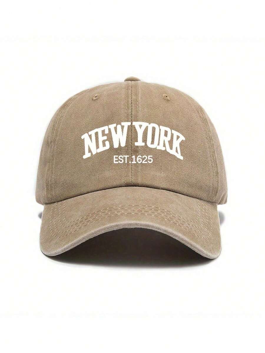 قبعة بيسبول شاحنة بتصميم عتيق مهترئ مغسول مطبوع عليها حرف "NEWYORK" ديكورية، مناسبة للجنسين، قطعة واحدة، مناسبة للاستخدام في الهواء الطلق والسفر والمشي لمسافات طويلة والشاطئ والعطلات - متعدد الألوان - مشاهدة 1