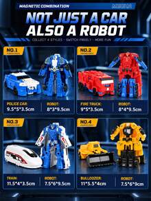 Juguete de modelo mecha de vehículo de ingeniería con deslizamiento por inercia y transformación por colisión magnética para niños, regalo festivo - Multicolor - Ver 11