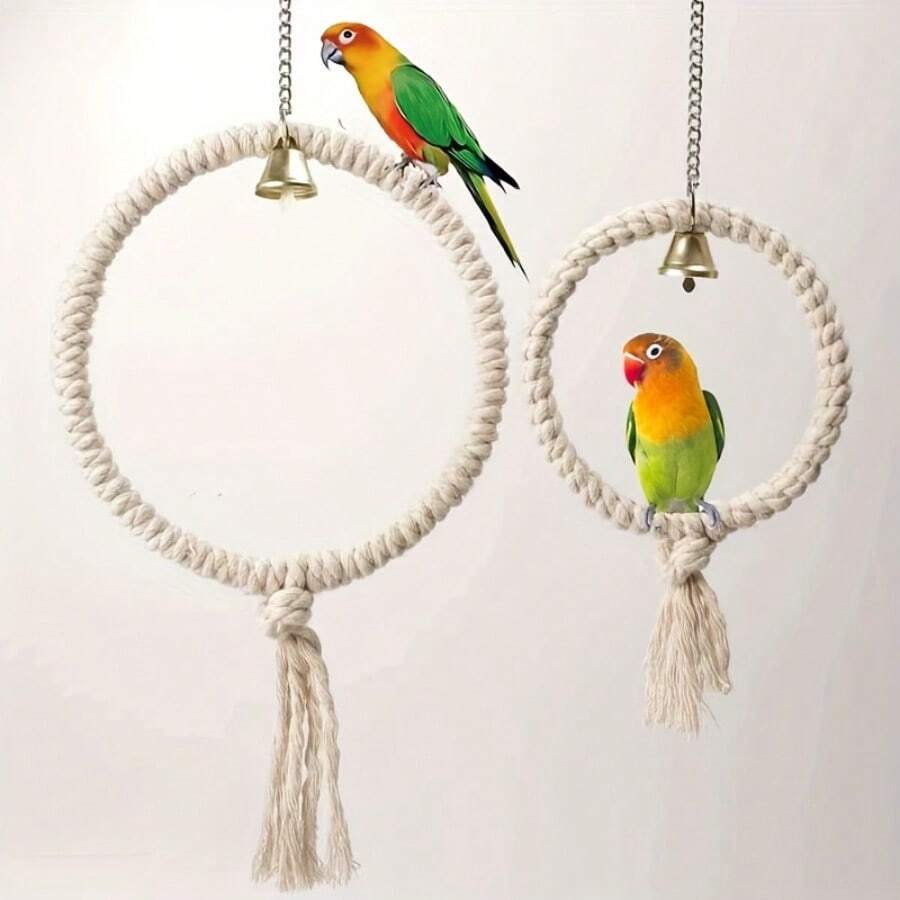 Bird Hanging Ring, Parrot Swing Toy, Hanging Ring With Bell, Durable And Sturdy, Bird Cage Accessory,