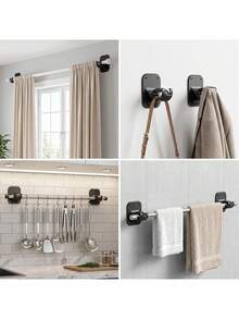1PC Curtain Rod Bracket, Invisible Nail Adhesive Hook, Large Curtain Clip, No-Drill Installation, Can Also Be Used As Towel Rack, Shower Rod Bracket, Kitchen Hook Or Closet Rod. Perfect For Bathroom, Kitchen, Bedroom, RV, Rental And Dorm Room, Or Above Blinds, They Are Also Thoughtful Gifts For Family And Friends - A - View 10