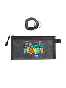 Travel Buddies Themed Mesh Document Storage Bag/Passport Storage, With Multiple Aircraft Routes And Travel Elements Printed With English Letters - Multicolor - View 15