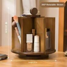 1PC Rotating Cosmetics Storage Box, Countertop Skincare Product Storage Rack, Divided Beauty Storage Rack, Suitable For Bedroom Dressing Table, Bathroom Countertop, Makeup Room Desktop Lipstick Skincare Product Sorting Box. - Multicolor - View 5