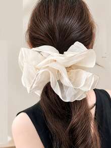 Face-Slimming Extra Large Scrunchie For Women, 2026 New Style Premium Pleated Mesh Hair Tie Elastic Band - Multicolor - View 8