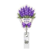 1pc Floral Retractable Badge Reel, Inspirational Flower Acrylic Rotating Badge Holder, Medical ID Clip, Souvenir - Multicolor - View 14