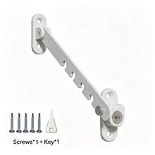 Children Safety Lock Door Window Windproof Support Lock Strap, Stainless Steel Material 5-Position Adjustable Door Window Limit Safety Lock, Indoor Baby Drawer Lock Strap Fixer - Multicolor - View 8