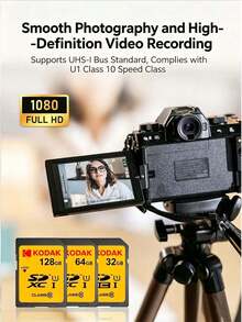 Kodak CD310 SD記憶卡 32G/64G/128G U1 A1 高速卡 全高清影片錄製 數位相機記憶卡 Class10 UHS-I 穩定耐用 - 查看 4