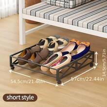 Simple Under-Bed Rolling Shoe Rack With Swivel Casters Iron Space-Saving Shoes Storage Rack For Bedrooms Dorm And Living Rooms Easy Installation Black - Black - View 13