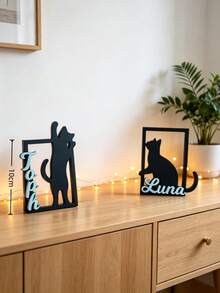 1pc Personalized Cat Sign, Custom Name Pet Sign, Cat Food Sign Wall Decor, Cute Kitten Catio Decoration, Custom Pet Name Plaque, Cat Lover Gift, Personalized Home Decor - Multicolor - View 5