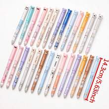 34pcs Set Including 4 Random Pens + 30 Refills (Blue/Black), Erasable Neutral Pen Set With Built-In Eraser, Suitable For Note-Taking, Daily Writing, High-Quality Office And Student Stationery, Perfect Birthday Gift - Multicolor - View 2