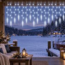 1pc Christmas Decorations 96 LED Icicle Lights With Drops Ice Drop Pendant Curtain String Lights USB Powered & Remote Control 8 Modes 3 Color For Home Indoor Outdoor New Year Holiday Window Party Wedding Decor - Multicolor - View 5