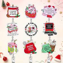 1pc Christmas Video Tape Retractable Rotating Badge Reel ID Holder - Multicolor - View 1
